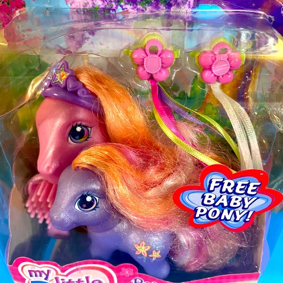 MY LITTLE PONY G3 VTG 2003 RAINBOW FLASH & BABY ROMPERONI SUPER-LONG HAIR PONIES - Picture 5 of 12